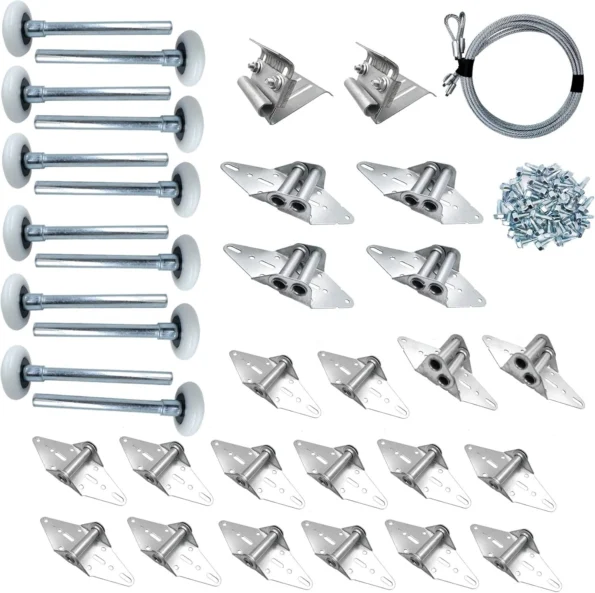 Garage Door Hardware Kit Roller/Hinge/Top Bracket/Wire Rope (for 16'x8' and 18'x8' Height Double Garage Doors)